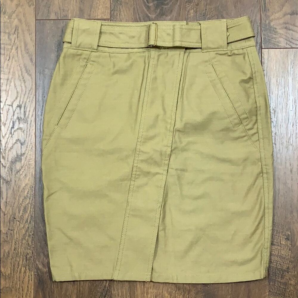 Ann Taylor Loft faux wrap olive green skirt